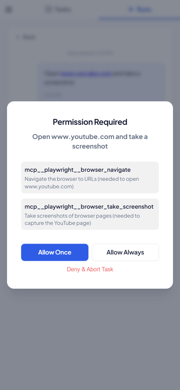Permission dialog